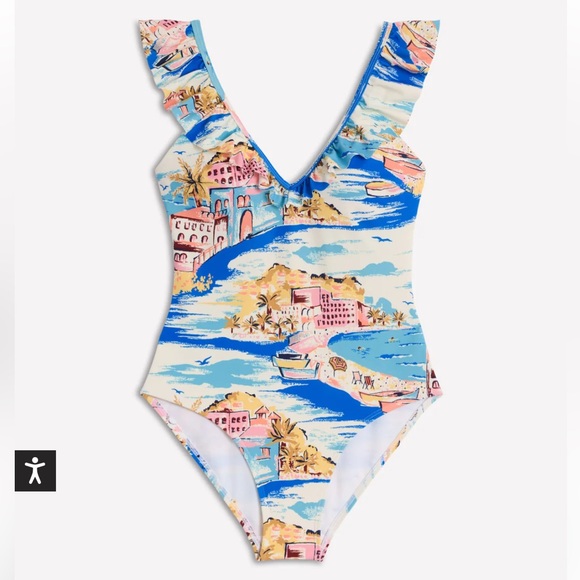 Boden Other - NWT Boden Evia Ruffle One Piece Swimsuit Paradise Bay 10